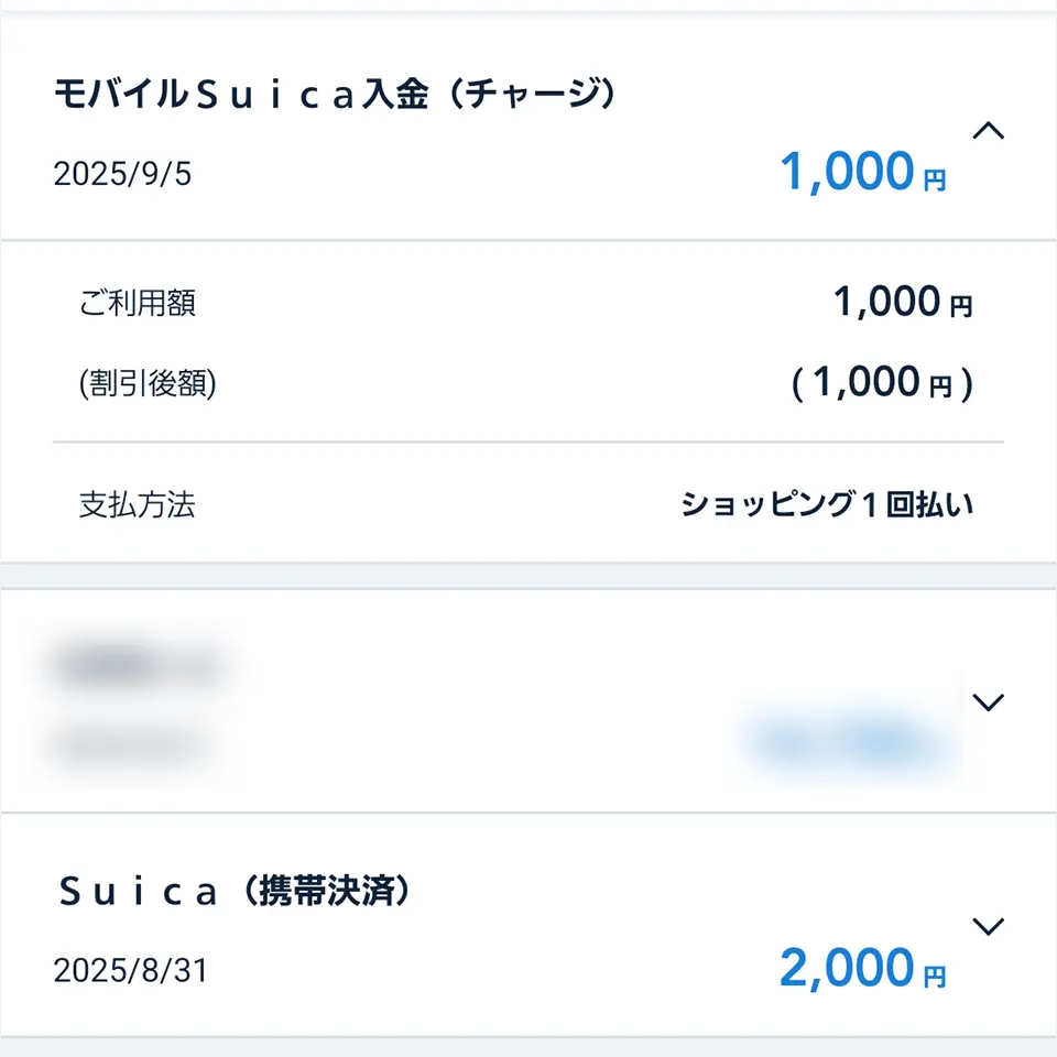 ビューカードの明細